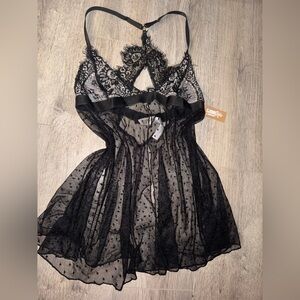 NEW Cosmopolitan Black lace babydoll mini dress